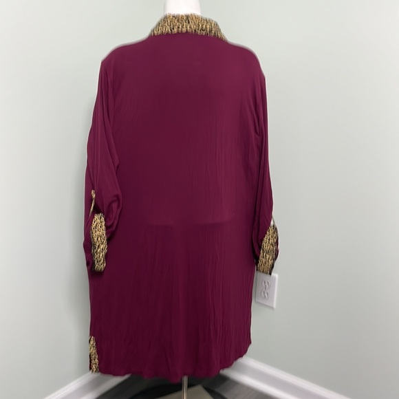 SIMPLY NOELLE Merlot and Leopard Button down  NIGHTSHIRT Size XXL 16-18 - Picture 7 of 7